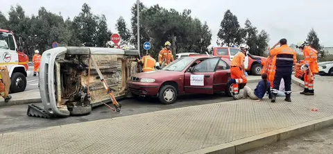 Uno de los momentos del simulacro.