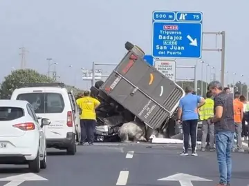 Los caballos quedaron atrapados entre el asfalto y el remolque que quedó destrozado