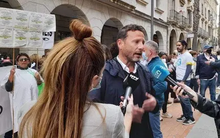 David F. Calderón en una movilización en defensa de la Sanidad Pública en Huelva