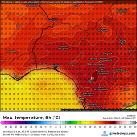 Mapa de temperaturas para dentro de 7 días