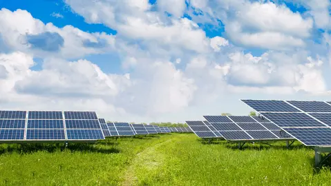 solar energy panels and wind turbine