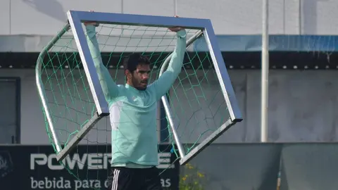 Bernardo Cruz durante un entrenamiento del Recreativo.