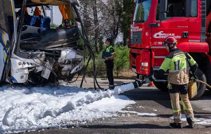 Un agente de Bomberos en el accidente Almonte