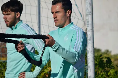 Nacho Heras ejercitándose con el Recreativo.
