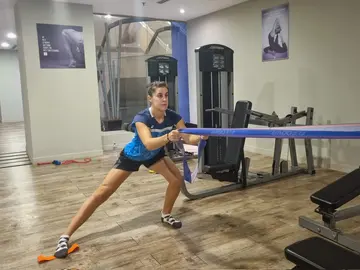 Carolina Marín entrenando duro.
