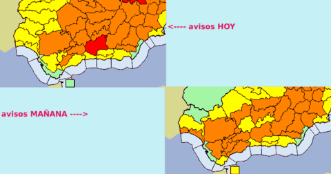Mapa de avisos para hoy y mañana miércoles 12 de julio