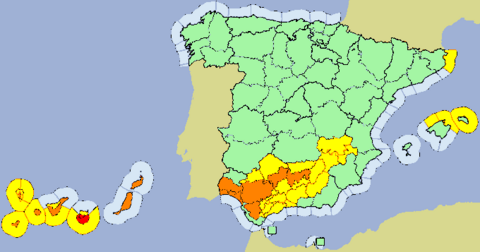 Mapa de avisos para este jueves