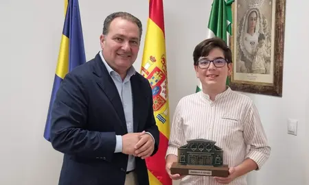 Recepción Rubén Franco en el Ayuntamiento de Aljaraque presidida por el alcalde, David Toscano