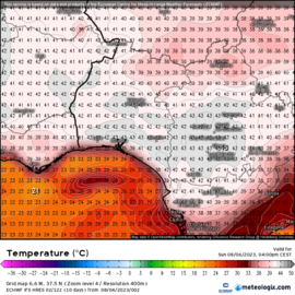 Mapa provincial con previsión de temperaturas