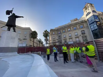 Visita obras fuente de la Plaza de las Monjas