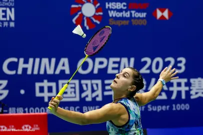 Carolina Marín en acción en China.