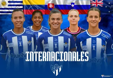 Las cinco internacionales del Sporting de Huelva.