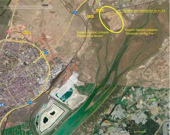 Mapa y gr&aacute;fico sobre ubicaci&oacute;n de la cantera