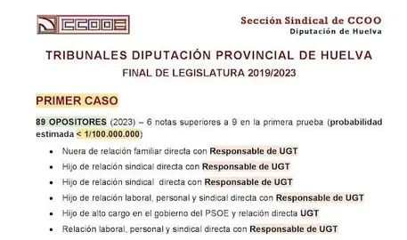 Captura de pantalla del blog de CC OO