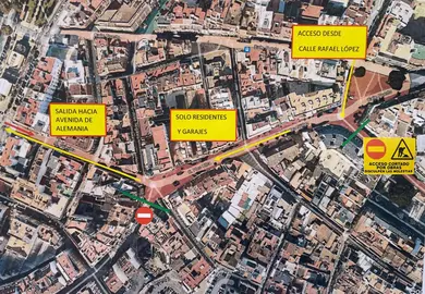 Mapa de calles con nueva ordenaci&oacute;n del tr&aacute;fico