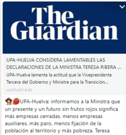 Captura de pantalla de las críticas de UPA