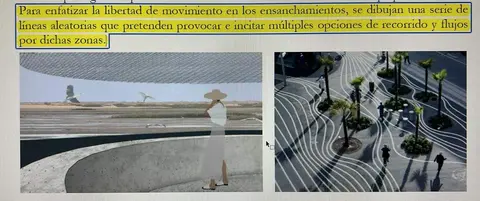 Imagen del proyecto de carril-bici de Marismas del Odiel con la explicación de su diseño de líneas curvas