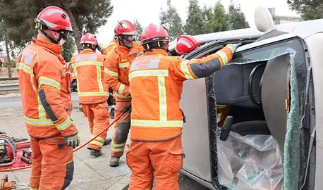 Bomberos del consorcio en el accidente
