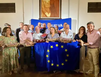 Carmen Crespo, en el mitin de Moguer