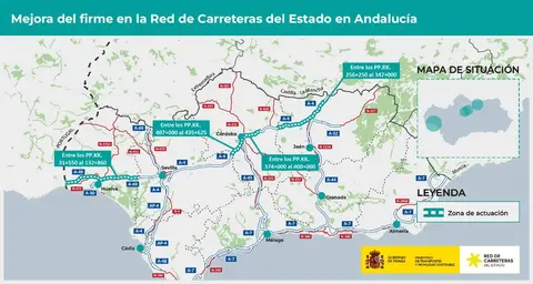 Mapa con ,os tramos en obras