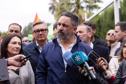 Abascal, líder de VOX, hoy en Huelva