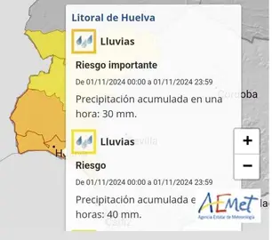 Aviso naranja desde esta noche en Huelva
