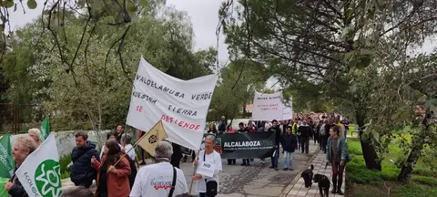 Cabeza de la manifestación en Valdelamusa