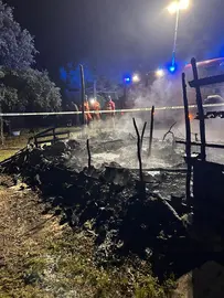 Efectivos del Consorcio Provincial de Bomberos, en la zona del siniestro