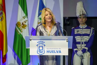 Pilar Miranda, alcaldesa de Huelva, en el discurso institucional
