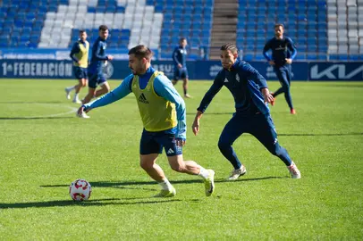 El Recreativo preparando hoy el partido contra el Hércules.