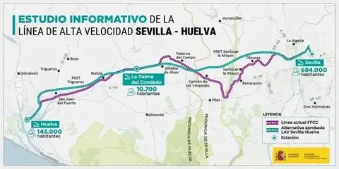 Trazado del AVE Huelva-Sevilla