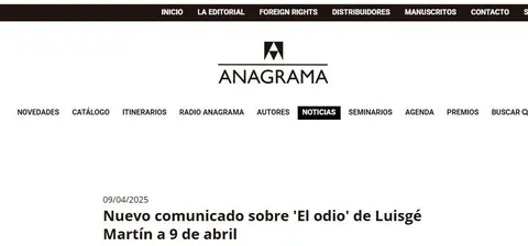 Captura de pantalla de la web de la editora Anagrama