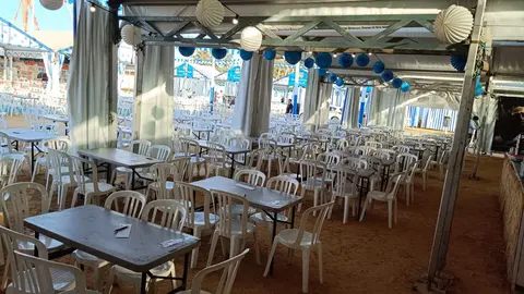 Una caseta en el recinto colombino.