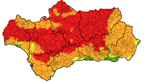 Mapa de riesgo de incendio para el domingo.