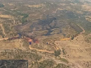 Zona afectada por el incendio en Villanueva de los Castillejos