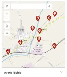 Mapa de los cortes de luz en el término municipal de Niebla / Fotografía: Ayuntamiento de Niebla.