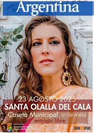Cartel de la actuación de Argentina / Fotografía: Ayuntamiento de Santa Olalla del Cala.