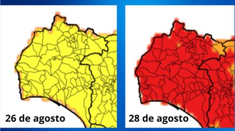 Mapa del cambio de riesgo por incendio en los próximos días.