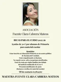 Beca de la Asociación Fuente Clara Cabrera Mateos.