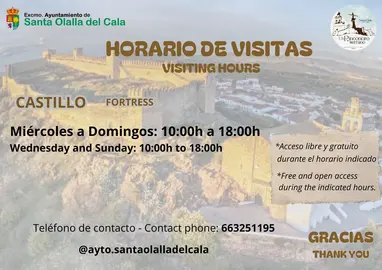 Nuevo horario de visitas al Castillo de Santa Olalla.