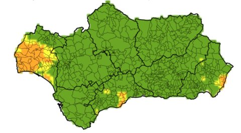Índice de riesgo de incendios en Huelva para el sábado día 4.