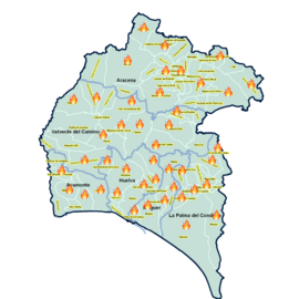 Localidades que han sido afectados por incendios forestales este verano.