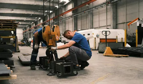 Dos trabajadores en una planta.