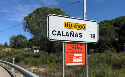 Corte de la carretera en Sotiel Coronada.