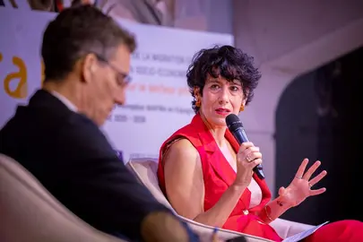 La ministra de Inclusi&oacute;n, Seguridad Social y Migraciones, Elma S&aacute;iz en el Foro de migraci&oacute;n circular
