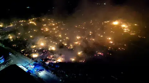 Incendio de las chabolas en Palos de la Frontera.