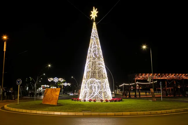 Árbol de navidad en la rotonda