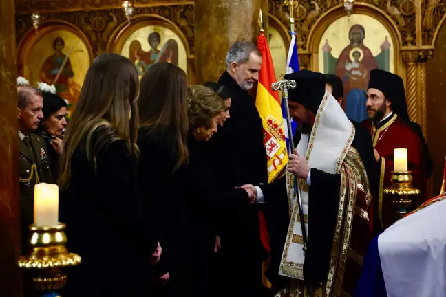 Los Reyes en el funeral de Irene de Grecia. / Fotograf&iacute;a: Casa Real.