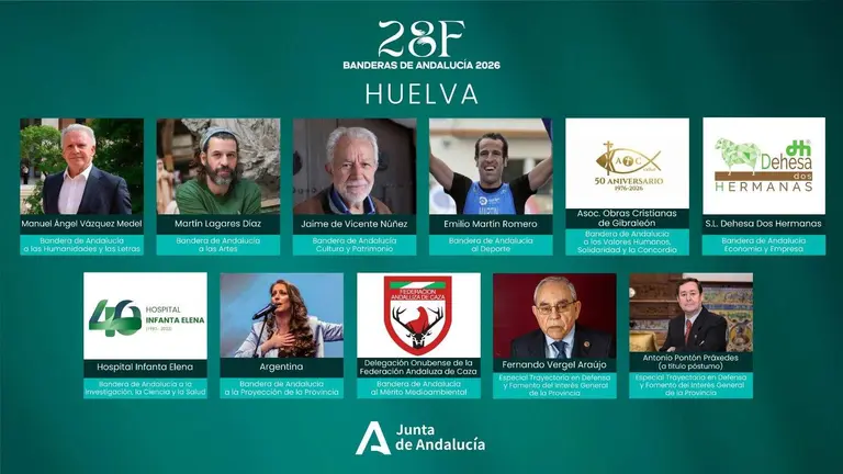 Banderas de Andaluc&iacute;a en Huelva.