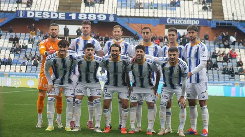 El once del Recreativo ante el Extremadura.